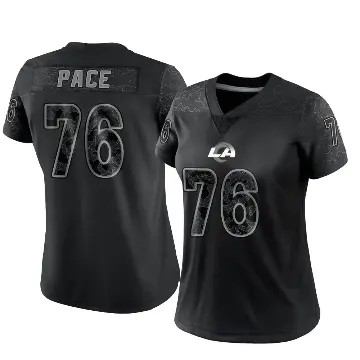 ＃76 Women's Orlando Pace Black Limited Los Angeles Rams Reflective Jersey