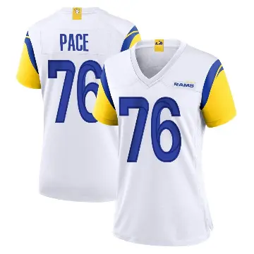 ＃76 Women's Orlando Pace White Game Los Angeles Rams Jersey