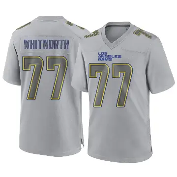 ＃77 Men's Andrew Whitworth Gray Game Los Angeles Rams Atmosphere Fashion Jersey