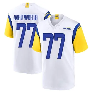 ＃77 Men's Andrew Whitworth White Game Los Angeles Rams Jersey