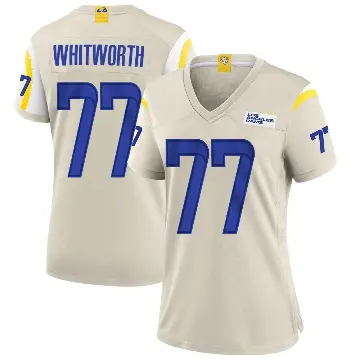 ＃77 Women's Andrew Whitworth Game Los Angeles Rams Bone Jersey
