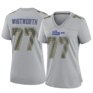 ＃77 Women's Andrew Whitworth Gray Game Los Angeles Rams Atmosphere Fashion Jersey