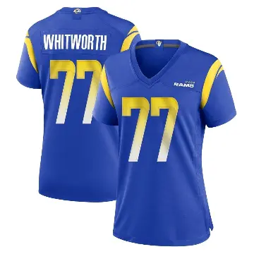 ＃77 Women's Andrew Whitworth Royal Game Los Angeles Rams Alternate Jersey
