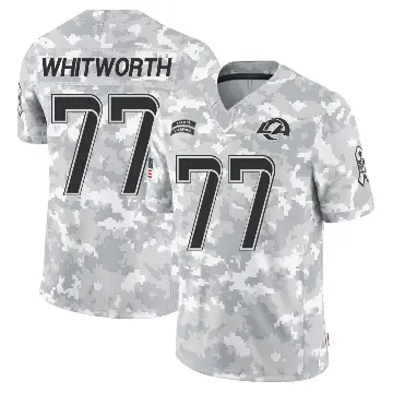 ＃77 Youth Andrew Whitworth Arctic Camo Limited Los Angeles Rams 2024 Salute to Service Jersey