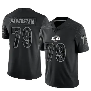 ＃79 Men's Rob Havenstein Black Limited Los Angeles Rams Reflective Jersey