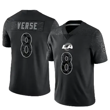 ＃8 Men's Jared Verse Black Limited Los Angeles Rams Reflective Jersey