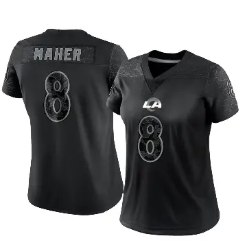＃8 Women's Brett Maher Black Limited Los Angeles Rams Reflective Jersey