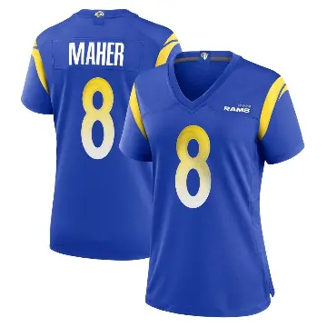 ＃8 Women's Brett Maher Royal Game Los Angeles Rams Alternate Jersey