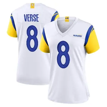 ＃8 Women's Jared Verse White Game Los Angeles Rams Jersey