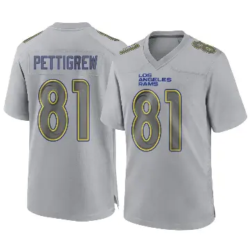 ＃81 Men's Jamal Pettigrew Gray Game Los Angeles Rams Atmosphere Fashion Jersey