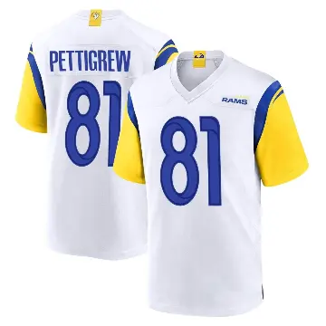 ＃81 Men's Jamal Pettigrew White Game Los Angeles Rams Jersey
