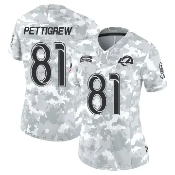 ＃81 Women's Jamal Pettigrew Arctic Camo Limited Los Angeles Rams 2024 Salute to Service Jersey
