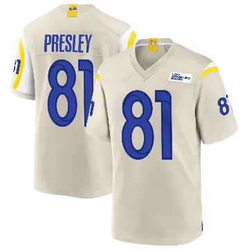 ＃81 Youth Brennan Presley Game Los Angeles Rams Bone Jersey
