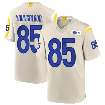 ＃85 Men's Jack Youngblood Game Los Angeles Rams Bone Jersey