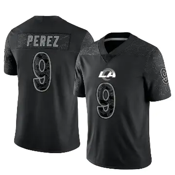 ＃9 Men's Luis Perez Black Limited Los Angeles Rams Reflective Jersey