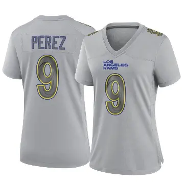 ＃9 Women's Luis Perez Gray Game Los Angeles Rams Atmosphere Fashion Jersey