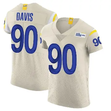 ＃90 Men's Tyler Davis Elite Los Angeles Rams Bone Vapor Jersey