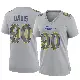 ＃90 Women's Tyler Davis Gray Game Los Angeles Rams Atmosphere Fashion Jersey