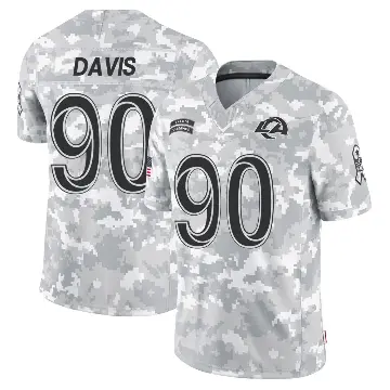 ＃90 Youth Tyler Davis Arctic Camo Limited Los Angeles Rams 2024 Salute to Service Jersey