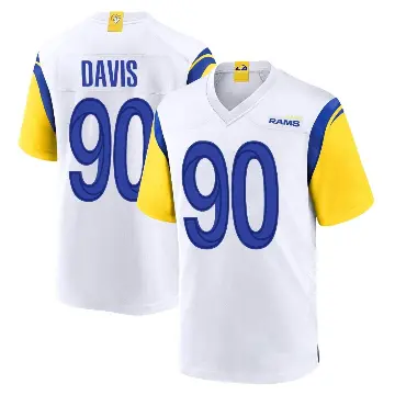 ＃90 Youth Tyler Davis White Game Los Angeles Rams Jersey