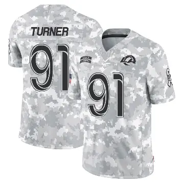 ＃91 Youth Kobie Turner Arctic Camo Limited Los Angeles Rams 2024 Salute to Service Jersey