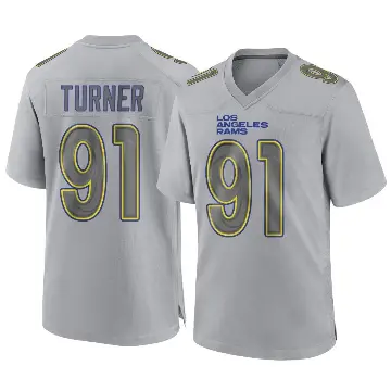 ＃91 Youth Kobie Turner Gray Game Los Angeles Rams Atmosphere Fashion Jersey
