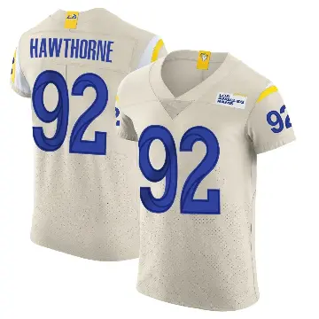 ＃92 Men's Decarius Hawthorne Elite Los Angeles Rams Bone Vapor Jersey
