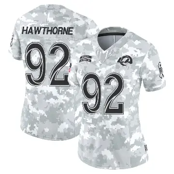 ＃92 Women's Decarius Hawthorne Arctic Camo Limited Los Angeles Rams 2024 Salute to Service Jersey