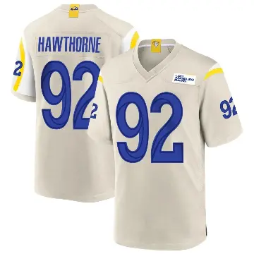 ＃92 Youth Decarius Hawthorne Game Los Angeles Rams Bone Jersey