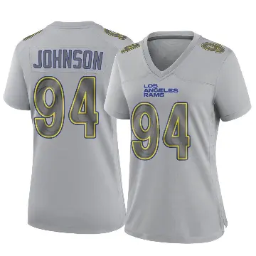 ＃94 Women's Desjuan Johnson Gray Game Los Angeles Rams Atmosphere Fashion Jersey