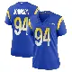 ＃94 Women's Desjuan Johnson Royal Game Los Angeles Rams Alternate Jersey
