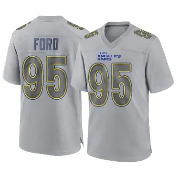 ＃95 Men's Poona Ford Gray Game Los Angeles Rams Atmosphere Fashion Jersey