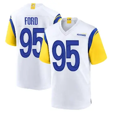 ＃95 Men's Poona Ford White Game Los Angeles Rams Jersey