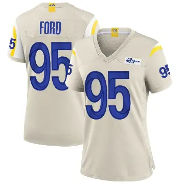 ＃95 Women's Poona Ford Game Los Angeles Rams Bone Jersey