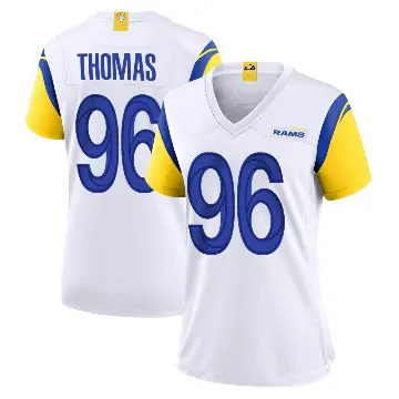 ＃96 Women's Keir Thomas White Game Los Angeles Rams Jersey