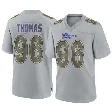 ＃96 Youth Keir Thomas Gray Game Los Angeles Rams Atmosphere Fashion Jersey