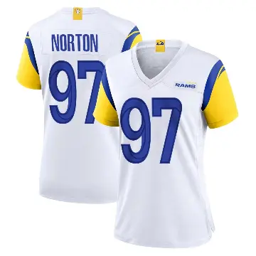 ＃97 Women's Bill Norton White Game Los Angeles Rams Jersey