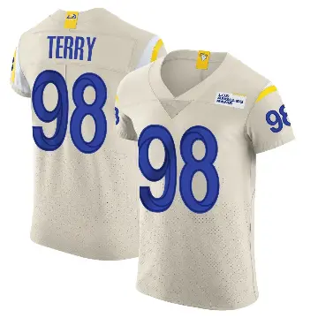 ＃98 Men's Da'Jon Terry Elite Los Angeles Rams Bone Vapor Jersey