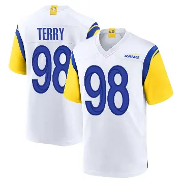 ＃98 Men's Da'Jon Terry White Game Los Angeles Rams Jersey
