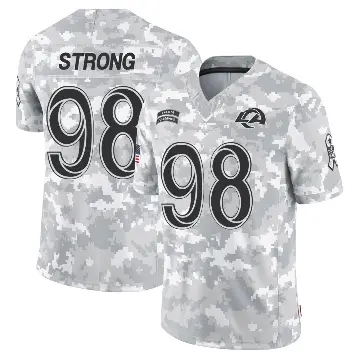 ＃98 Men's Kevin Strong Arctic Camo Limited Los Angeles Rams 2024 Salute to Service Jersey