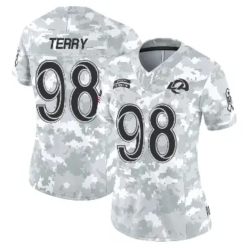 ＃98 Women's Da'Jon Terry Arctic Camo Limited Los Angeles Rams 2024 Salute to Service Jersey