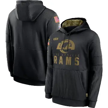 Men's Black Los Angeles Rams 2020 Salute to Service Sideline Performance Pullover Hoodie