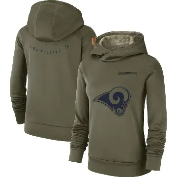 Women's Olive Los Angeles Rams 2018 Salute to Service Team Logo Performance Pullover Hoodie